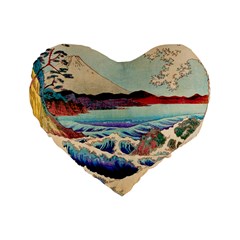 Wave Japanese Mount Fuji Standard 16  Premium Flano Heart Shape Cushions