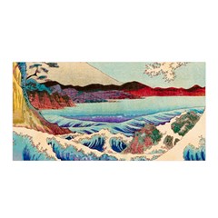 Wave Japanese Mount Fuji Satin Wrap 35  x 70 