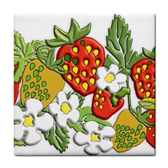 Strawberries Berry Strawberry Leaves Tile Coaster by Wegoenart