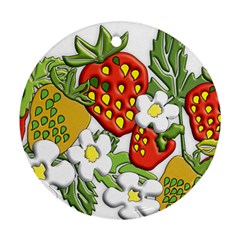 Strawberries Berry Strawberry Leaves Ornament (round) by Wegoenart