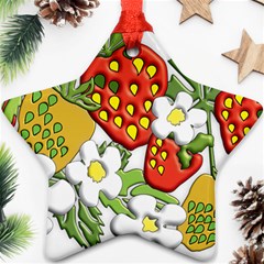 Strawberries Berry Strawberry Leaves Ornament (star) by Wegoenart