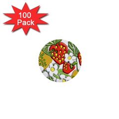 Strawberries Berry Strawberry Leaves 1  Mini Buttons (100 Pack)  by Wegoenart