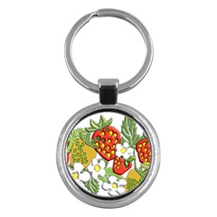 Strawberries Berry Strawberry Leaves Key Chain (round) by Wegoenart