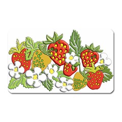 Strawberries Berry Strawberry Leaves Magnet (rectangular) by Wegoenart