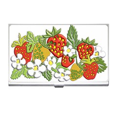 Strawberries Berry Strawberry Leaves Business Card Holder by Wegoenart