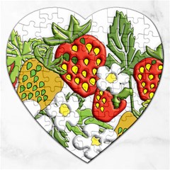 Strawberries Berry Strawberry Leaves Jigsaw Puzzle (heart) by Wegoenart