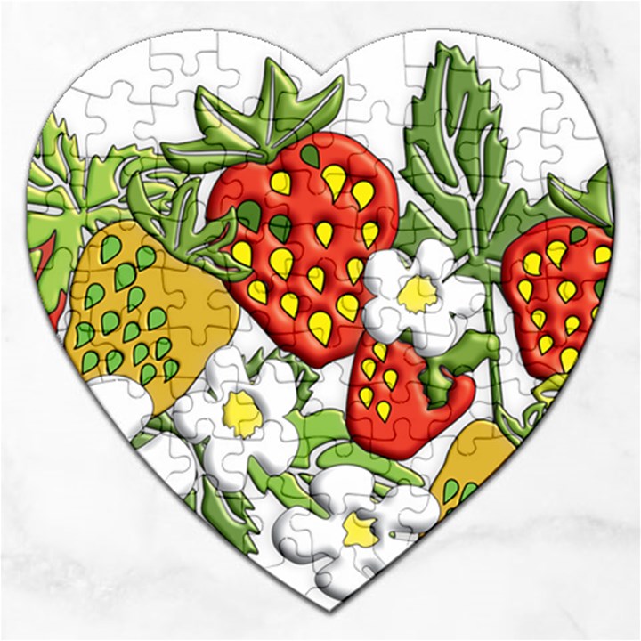 Strawberries Berry Strawberry Leaves Jigsaw Puzzle (Heart)