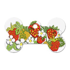 Strawberries Berry Strawberry Leaves Dog Tag Bone (two Sides) by Wegoenart