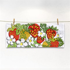 Strawberries Berry Strawberry Leaves Hand Towel by Wegoenart