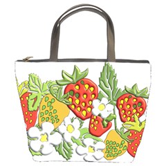 Strawberries Berry Strawberry Leaves Bucket Bag by Wegoenart