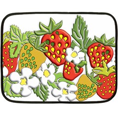 Strawberries Berry Strawberry Leaves Double Sided Fleece Blanket (mini)  by Wegoenart