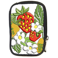 Strawberries Berry Strawberry Leaves Compact Camera Leather Case by Wegoenart