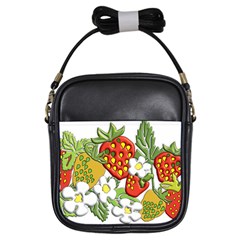 Strawberries Berry Strawberry Leaves Girls Sling Bag by Wegoenart