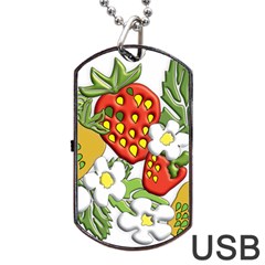 Strawberries Berry Strawberry Leaves Dog Tag Usb Flash (one Side) by Wegoenart