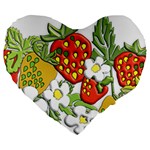 Strawberries Berry Strawberry Leaves Large 19  Premium Heart Shape Cushions Front