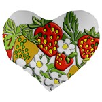 Strawberries Berry Strawberry Leaves Large 19  Premium Heart Shape Cushions Back