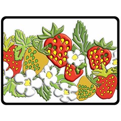 Strawberries Berry Strawberry Leaves Double Sided Fleece Blanket (large)  by Wegoenart