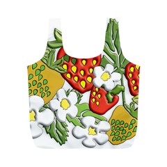 Strawberries Berry Strawberry Leaves Full Print Recycle Bag (m) by Wegoenart