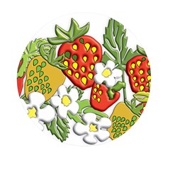 Strawberries Berry Strawberry Leaves Mini Round Pill Box by Wegoenart