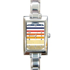 Illustration Retro Sun Sunset Vintage Graphic Rectangle Italian Charm Watch by Wegoenart