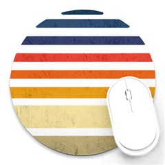 Illustration Retro Sun Sunset Vintage Graphic Round Mousepads by Wegoenart