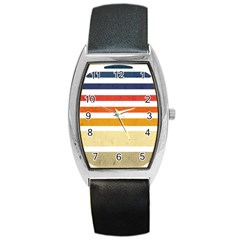 Illustration Retro Sun Sunset Vintage Graphic Barrel Style Metal Watch by Wegoenart