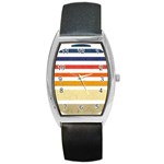 Illustration Retro Sun Sunset Vintage Graphic Barrel Style Metal Watch Front