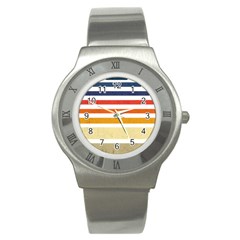 Illustration Retro Sun Sunset Vintage Graphic Stainless Steel Watch by Wegoenart