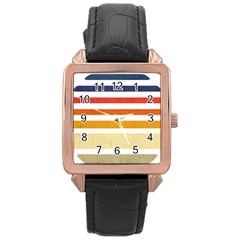 Illustration Retro Sun Sunset Vintage Graphic Rose Gold Leather Watch  by Wegoenart