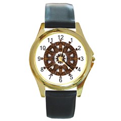 Gear Clockwork Decorative Fancy Round Gold Metal Watch by Wegoenart