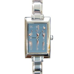 Flamingo Birds Plumage Sea Water Animal Exotic Rectangle Italian Charm Watch by artworkshop