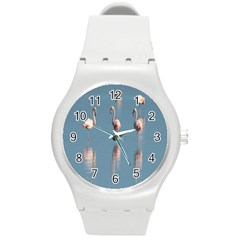 Flamingo Birds Plumage Sea Water Animal Exotic Round Plastic Sport Watch (m) by artworkshop