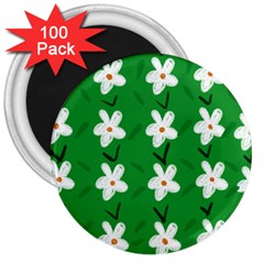 Flowers Art Pattern Floral 3  Magnets (100 Pack)