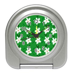 Flowers Art Pattern Floral Travel Alarm Clock by artworkshop