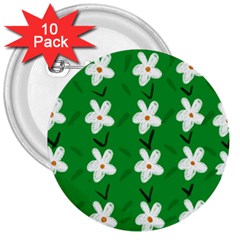 Flowers Art Pattern Floral 3  Buttons (10 Pack)  by artworkshop