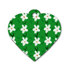 Flowers Art Pattern Floral Dog Tag Heart (one Side) by artworkshop