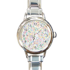 Flowery Floral Abstract Decorative Ornamental Round Italian Charm Watch by artworkshop