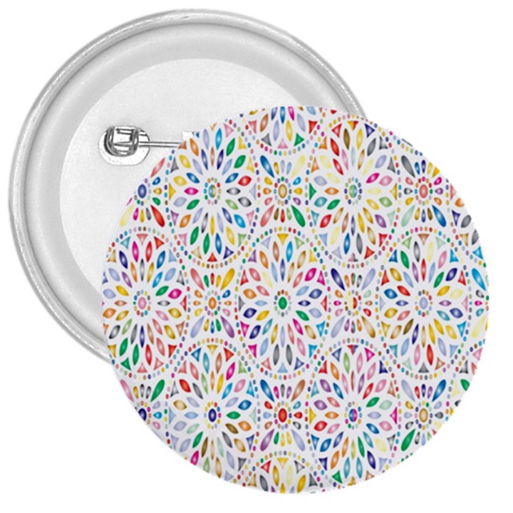 Flowery Floral Abstract Decorative Ornamental 3  Buttons