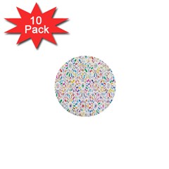 Flowery Floral Abstract Decorative Ornamental 1  Mini Buttons (10 Pack)  by artworkshop