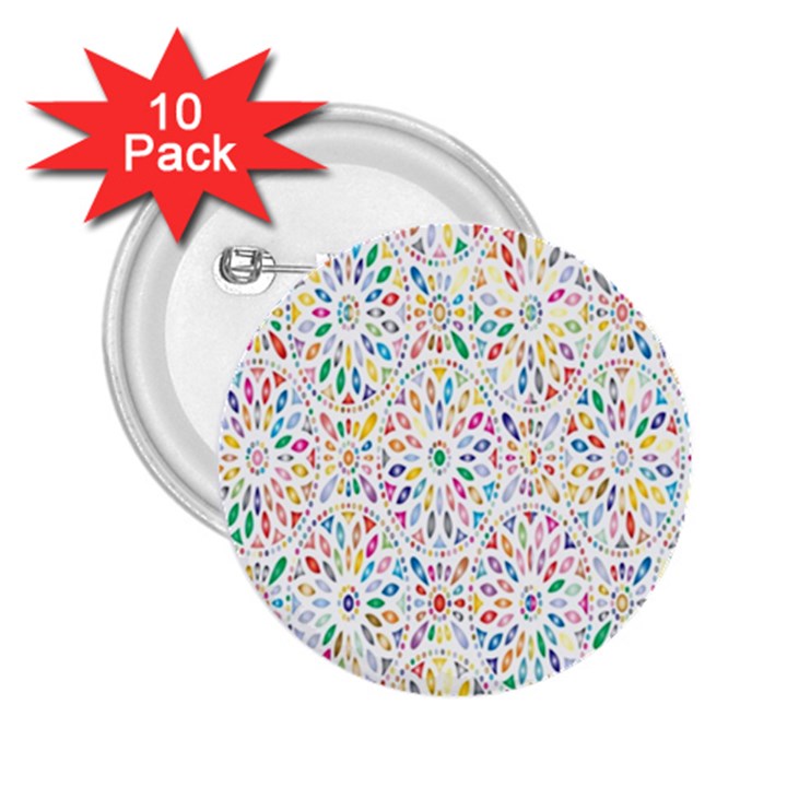 Flowery Floral Abstract Decorative Ornamental 2.25  Buttons (10 pack) 