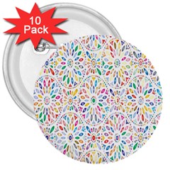 Flowery Floral Abstract Decorative Ornamental 3  Buttons (10 Pack)  by artworkshop