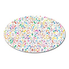 Flowery Floral Abstract Decorative Ornamental Oval Magnet by artworkshop