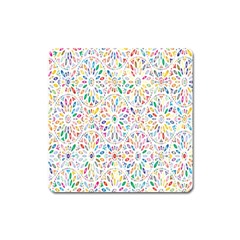 Flowery Floral Abstract Decorative Ornamental Square Magnet by artworkshop