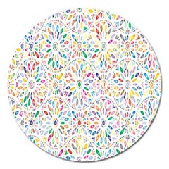 Flowery Floral Abstract Decorative Ornamental Magnet 5  (round) by artworkshop