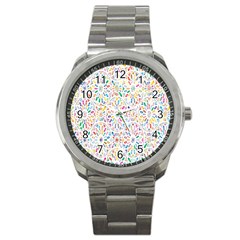 Flowery Floral Abstract Decorative Ornamental Sport Metal Watch by artworkshop