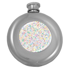 Flowery Floral Abstract Decorative Ornamental Round Hip Flask (5 Oz) by artworkshop