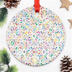 Flowery Floral Abstract Decorative Ornamental Round Ornament (two Sides)