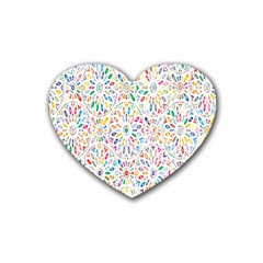 Flowery Floral Abstract Decorative Ornamental Rubber Heart Coaster (4 Pack) by artworkshop