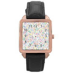 Flowery Floral Abstract Decorative Ornamental Rose Gold Leather Watch  by artworkshop