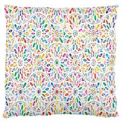 Flowery Floral Abstract Decorative Ornamental Large Flano Cushion Case (two Sides) by artworkshop